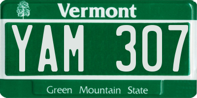 VT license plate YAM307