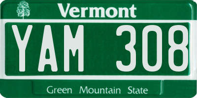 VT license plate YAM308