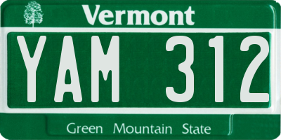 VT license plate YAM312