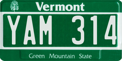 VT license plate YAM314