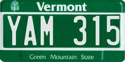 VT license plate YAM315