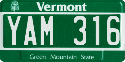 VT license plate YAM316