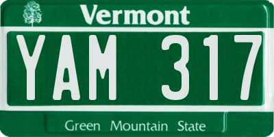VT license plate YAM317
