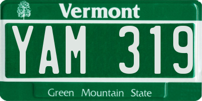VT license plate YAM319