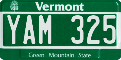 VT license plate YAM325