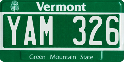 VT license plate YAM326