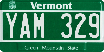 VT license plate YAM329