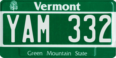 VT license plate YAM332