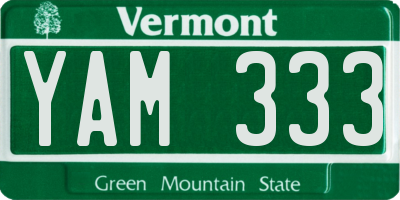 VT license plate YAM333