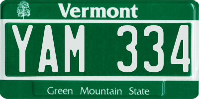 VT license plate YAM334