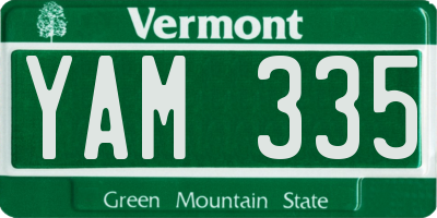 VT license plate YAM335