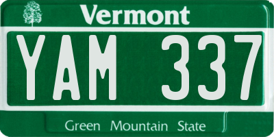 VT license plate YAM337
