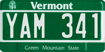 VT license plate YAM341