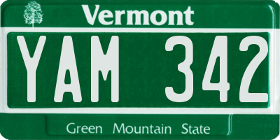 VT license plate YAM342
