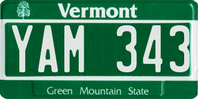 VT license plate YAM343