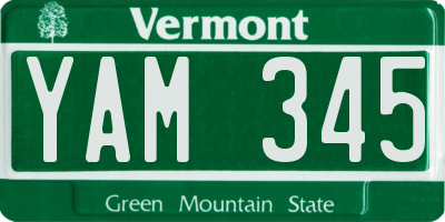VT license plate YAM345