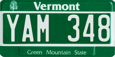 VT license plate YAM348