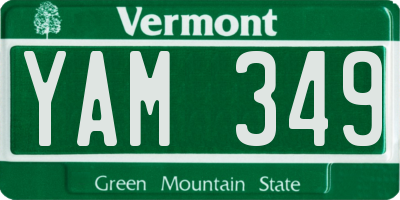 VT license plate YAM349