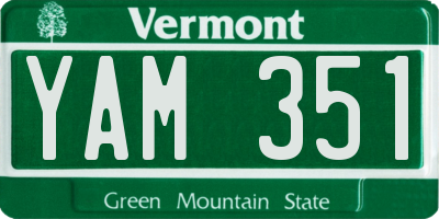 VT license plate YAM351