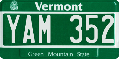 VT license plate YAM352