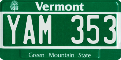 VT license plate YAM353