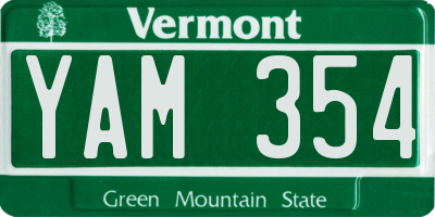 VT license plate YAM354