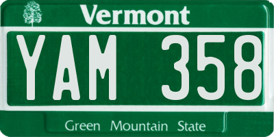 VT license plate YAM358
