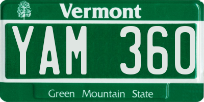 VT license plate YAM360