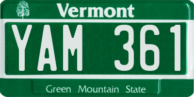VT license plate YAM361