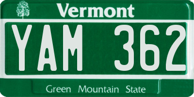 VT license plate YAM362