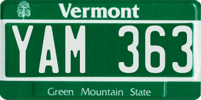 VT license plate YAM363