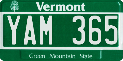 VT license plate YAM365