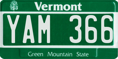 VT license plate YAM366