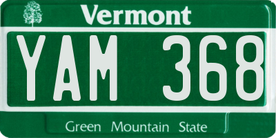 VT license plate YAM368