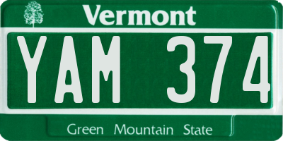 VT license plate YAM374