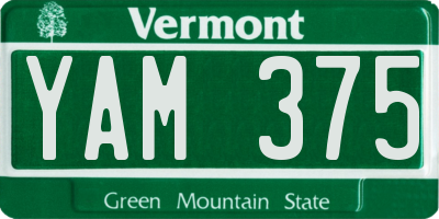 VT license plate YAM375