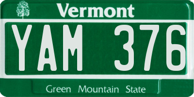 VT license plate YAM376
