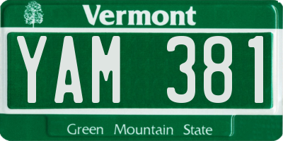 VT license plate YAM381