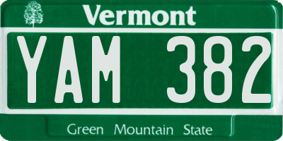 VT license plate YAM382