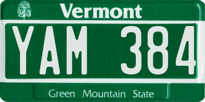 VT license plate YAM384