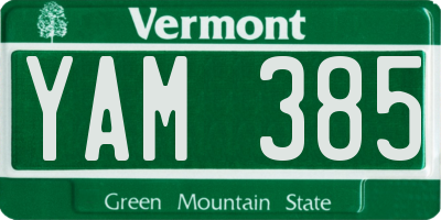VT license plate YAM385
