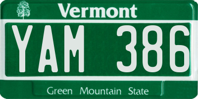 VT license plate YAM386