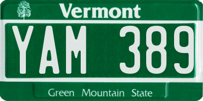 VT license plate YAM389
