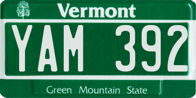 VT license plate YAM392