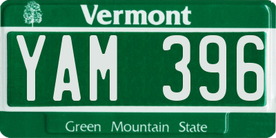 VT license plate YAM396