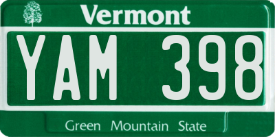 VT license plate YAM398