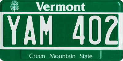 VT license plate YAM402