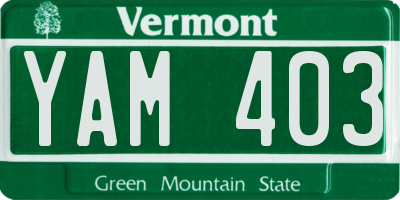 VT license plate YAM403