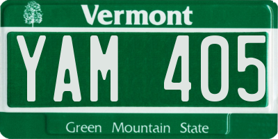 VT license plate YAM405