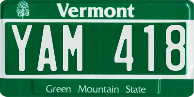VT license plate YAM418